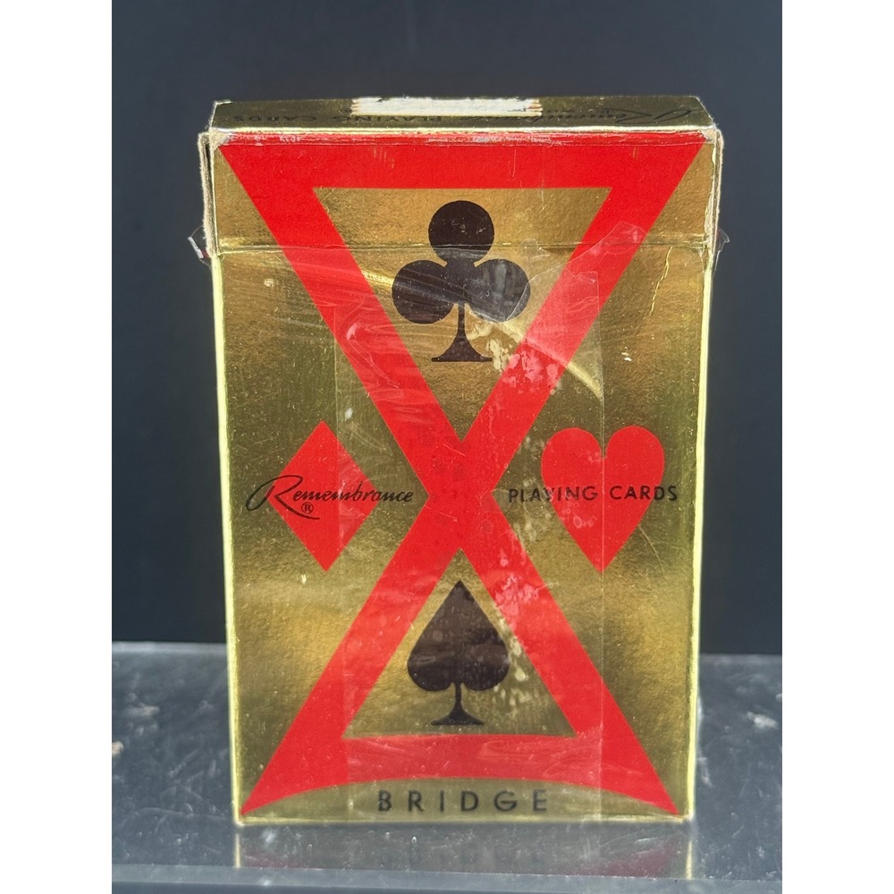 Vintage Remembrance Bridge Playing Cards First National Bank Flagler CO Gold Box